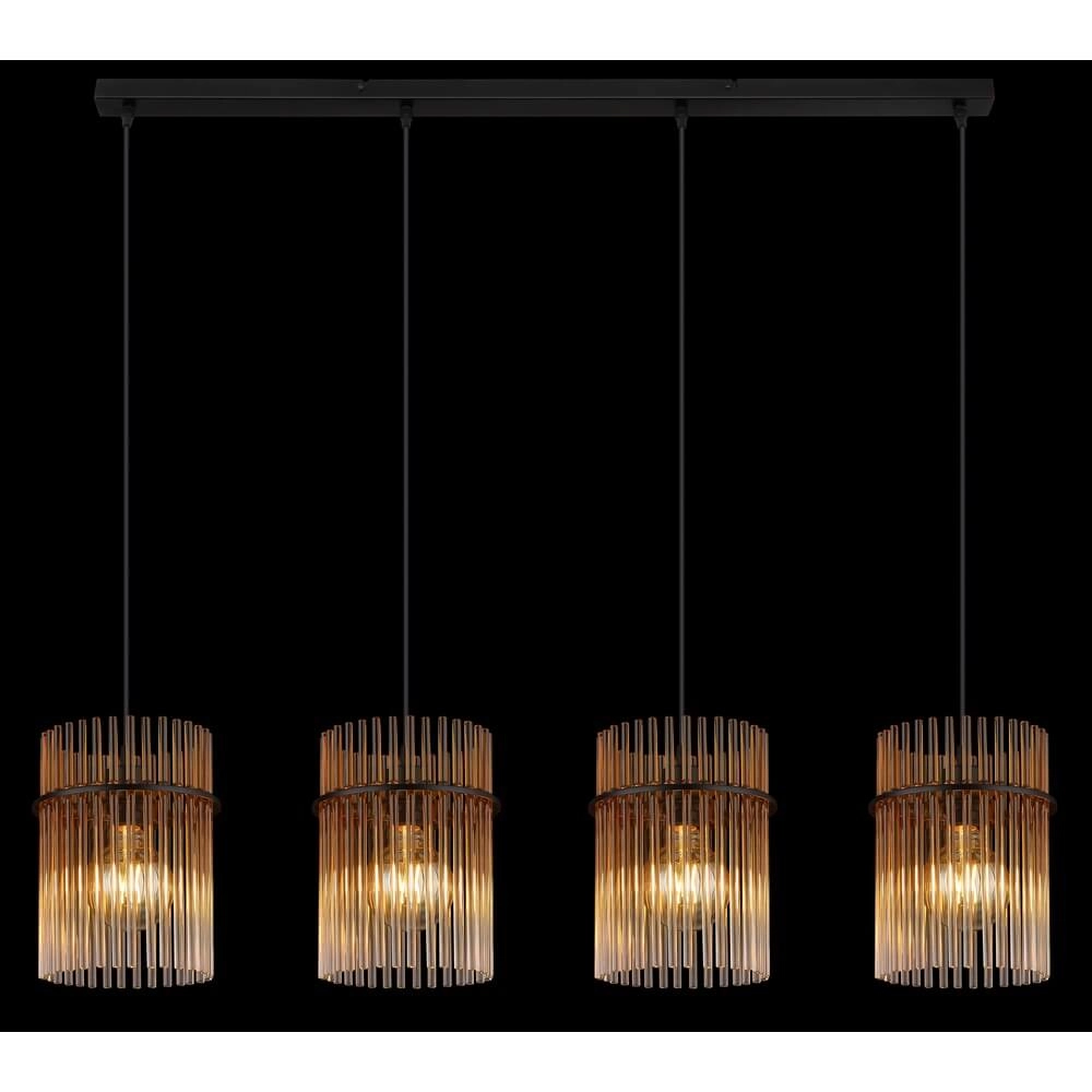 Schwarze Pendelleuchte Gorley mit Braunglas 4-flammig Globo 9007371474998