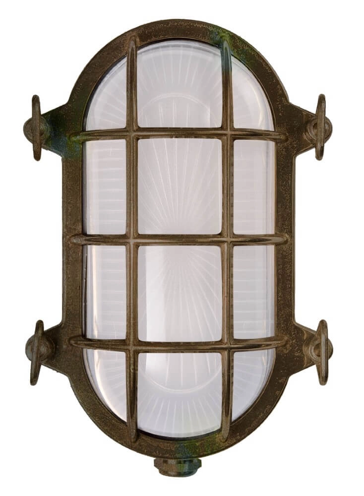 Wandleuchte aus Messing Tortuga weißes glas