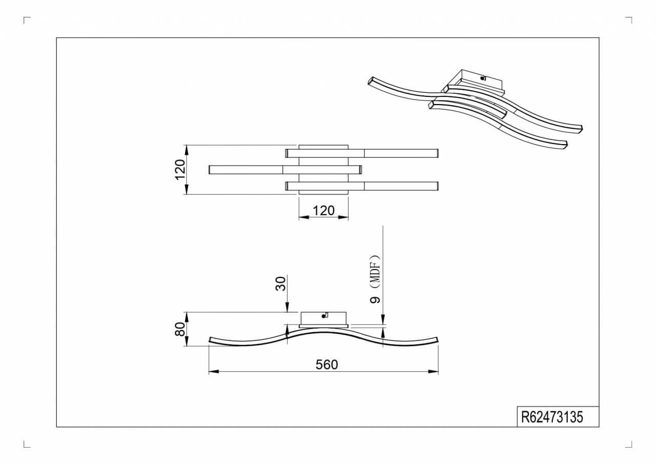 Deckenlampe Route rechteckig Trio 4017807561135