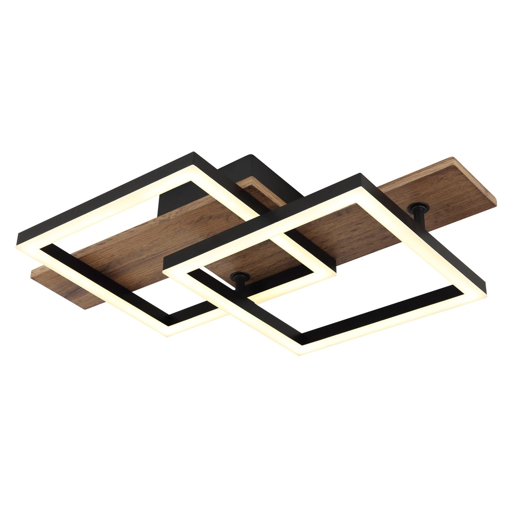 Design-Deckenlampe Jeffry Schwarz mit Holz 44 cm