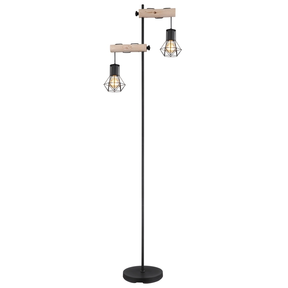 Stehlampe Priska Schwarz mit Holz Globo 9007371443840