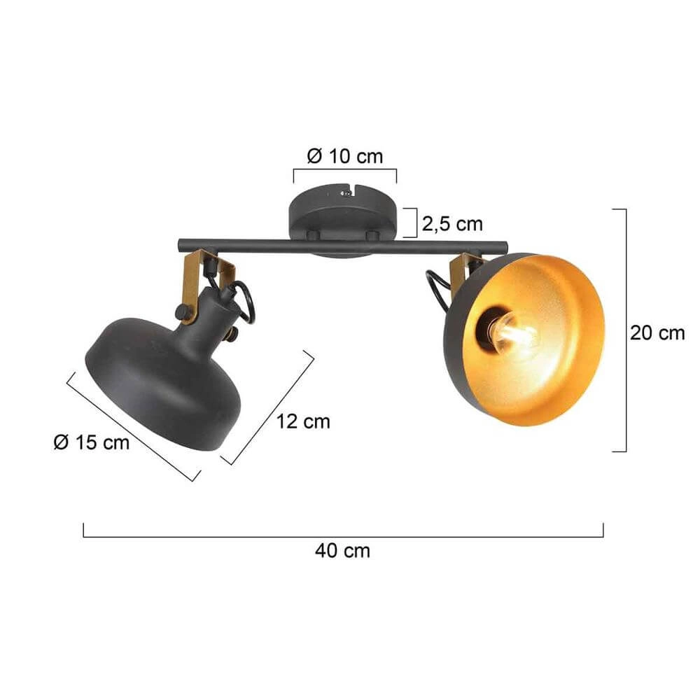 Deckenlampe Prato schwarz mit gold 2-flammig Steinhauer 8712746176384