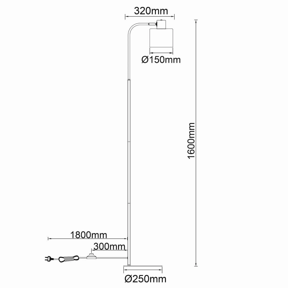 Stehlampe Weald schwarz mit Holz Brilliant 4004353419270