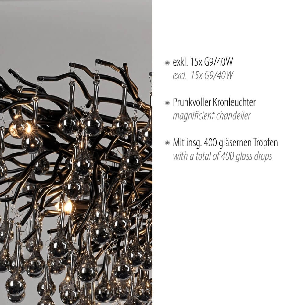 Großer Kronleuchter Icicle Schwarz Paul Neuhaus 4012248377543
