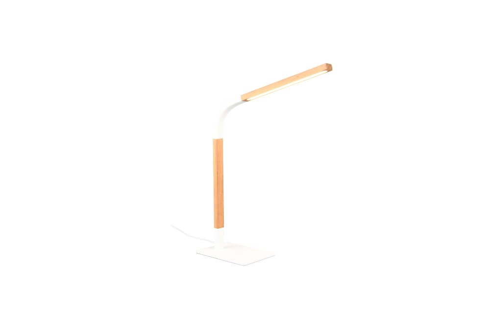 Flexible Tischleuchte Norris weiß mit Holz