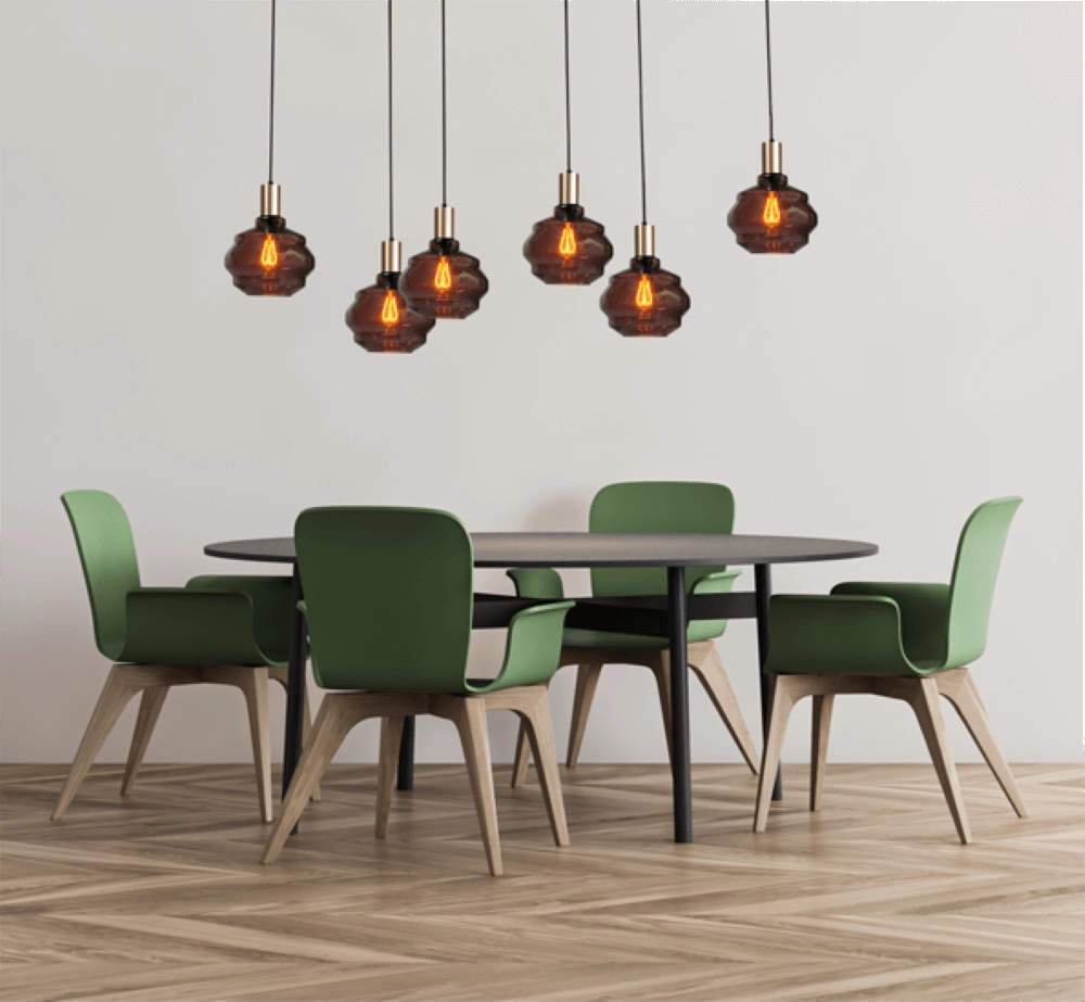 6-flammige Hängelampe - Gold - Porto mit kugelroter Brille Masterlight 8718121270449