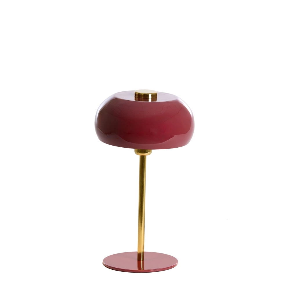 Tischlampe Surin Ø 23cm – glänzendes Burgunderrot mit Gold Light & Living 8717807743444