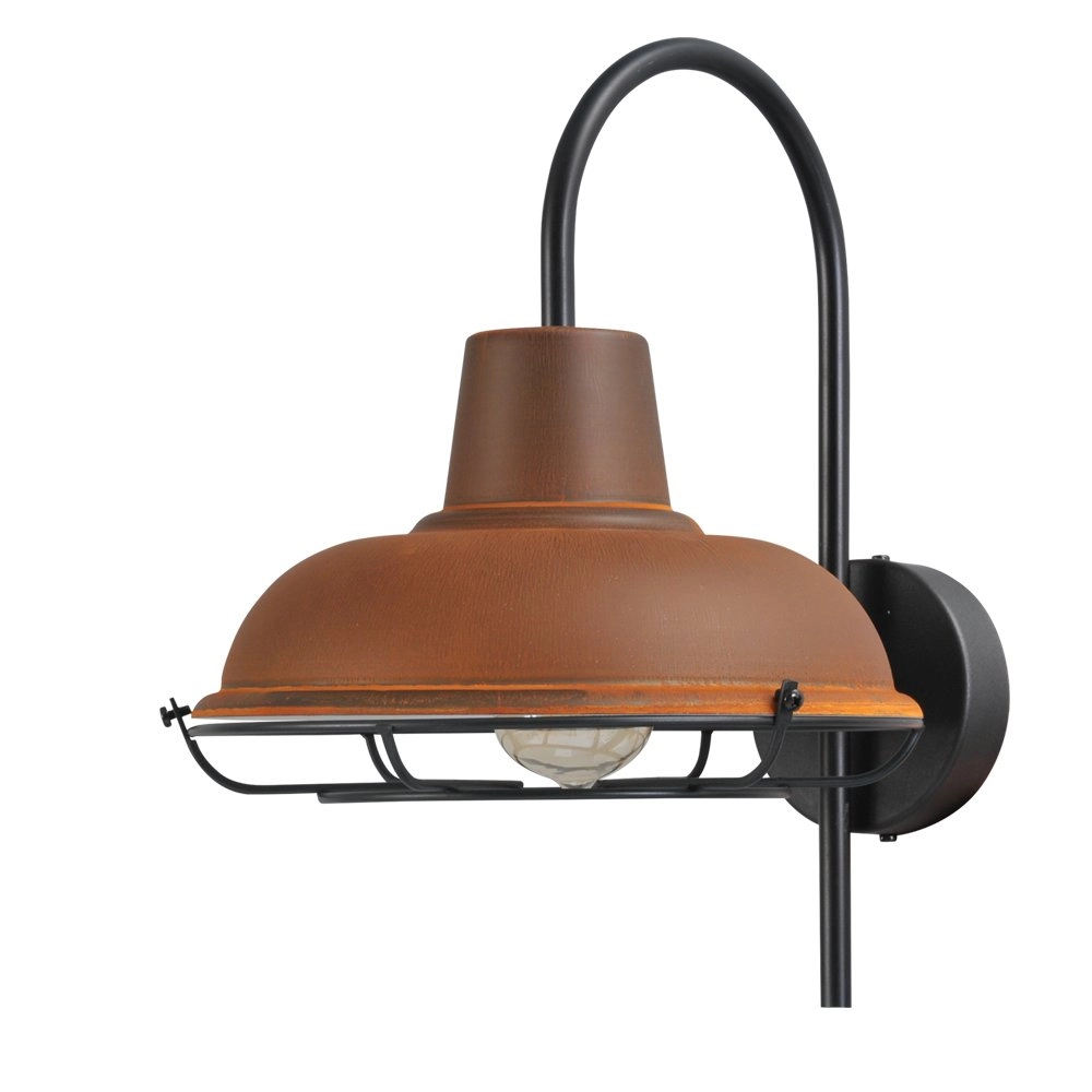 Wandlampe Industria Grid 33 cm rostbraun mit schwarz
