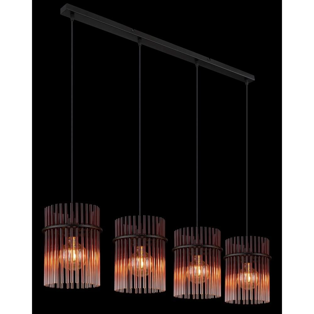Schwarze Pendelleuchte Gorley mit rotem Glas 4-flammig Globo 9007371471966