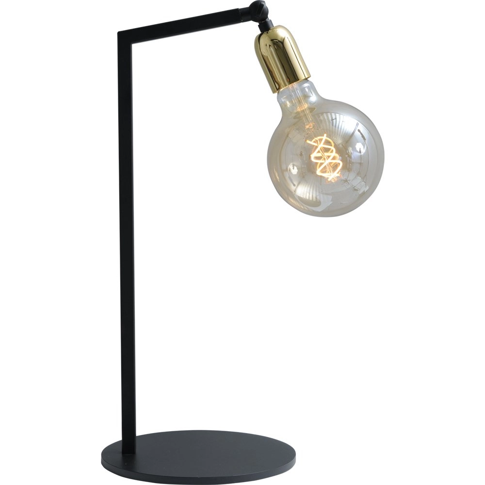 Schwarze Tischlampe Tube mit Goldbeschlag Masterlight 8718121188706