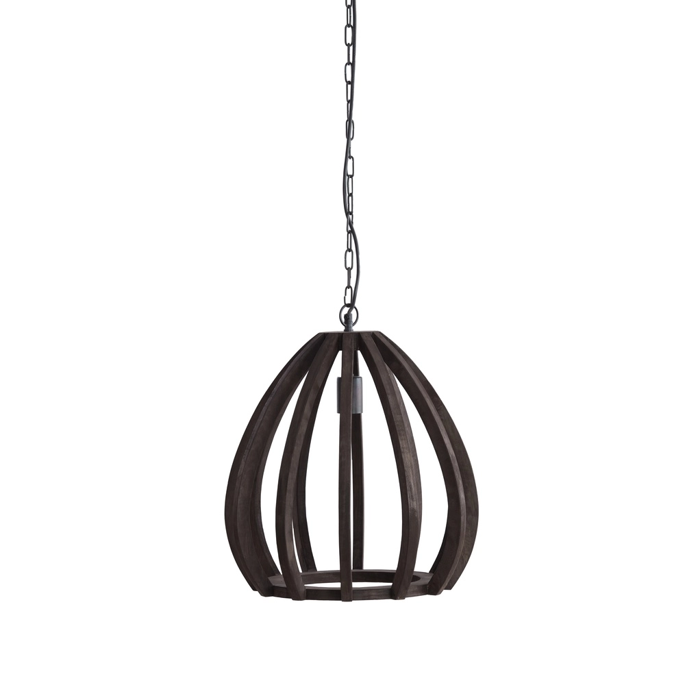 Holz-Pendellampe Barsia Ø 40cm – Walnussfarbe