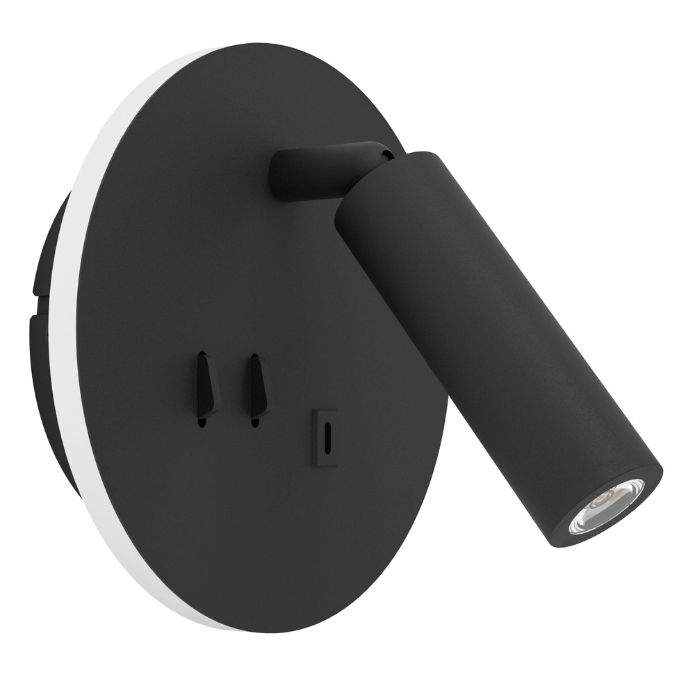 Nachttischlampe Fanzarotta 1 Schwarze Runde
