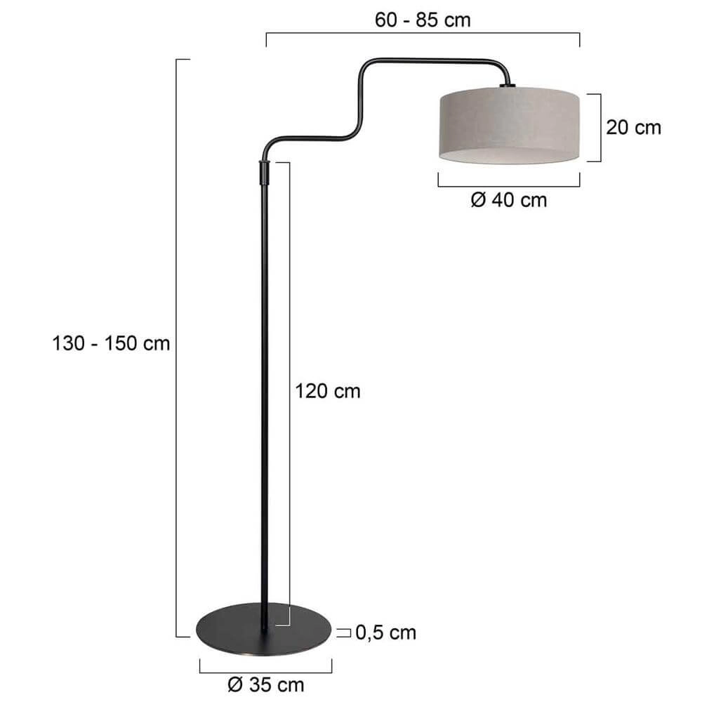 Stehlampe Bloeba schwarz mit grauer Kapuze Steinhauer 8712746176957