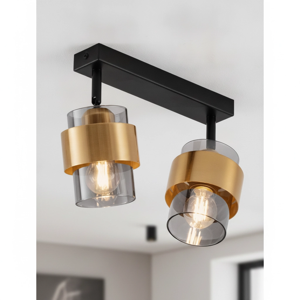 Deckenlampe Sianna 2-flammig schwarz mit gold