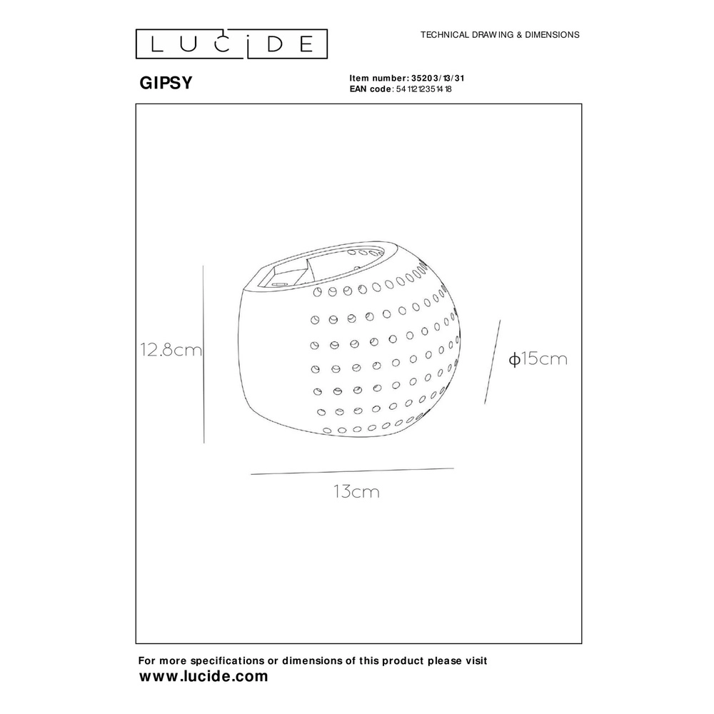 Design-Wandlampe Gipsy Weiß Lucide 5411212351418