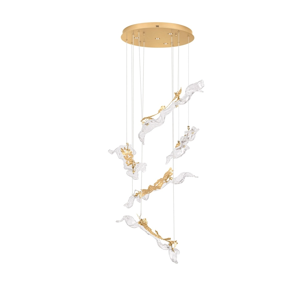 Goldene Pendellampe Avesa mit klarem Glas Ø 60 cm Lyora 5212063500433