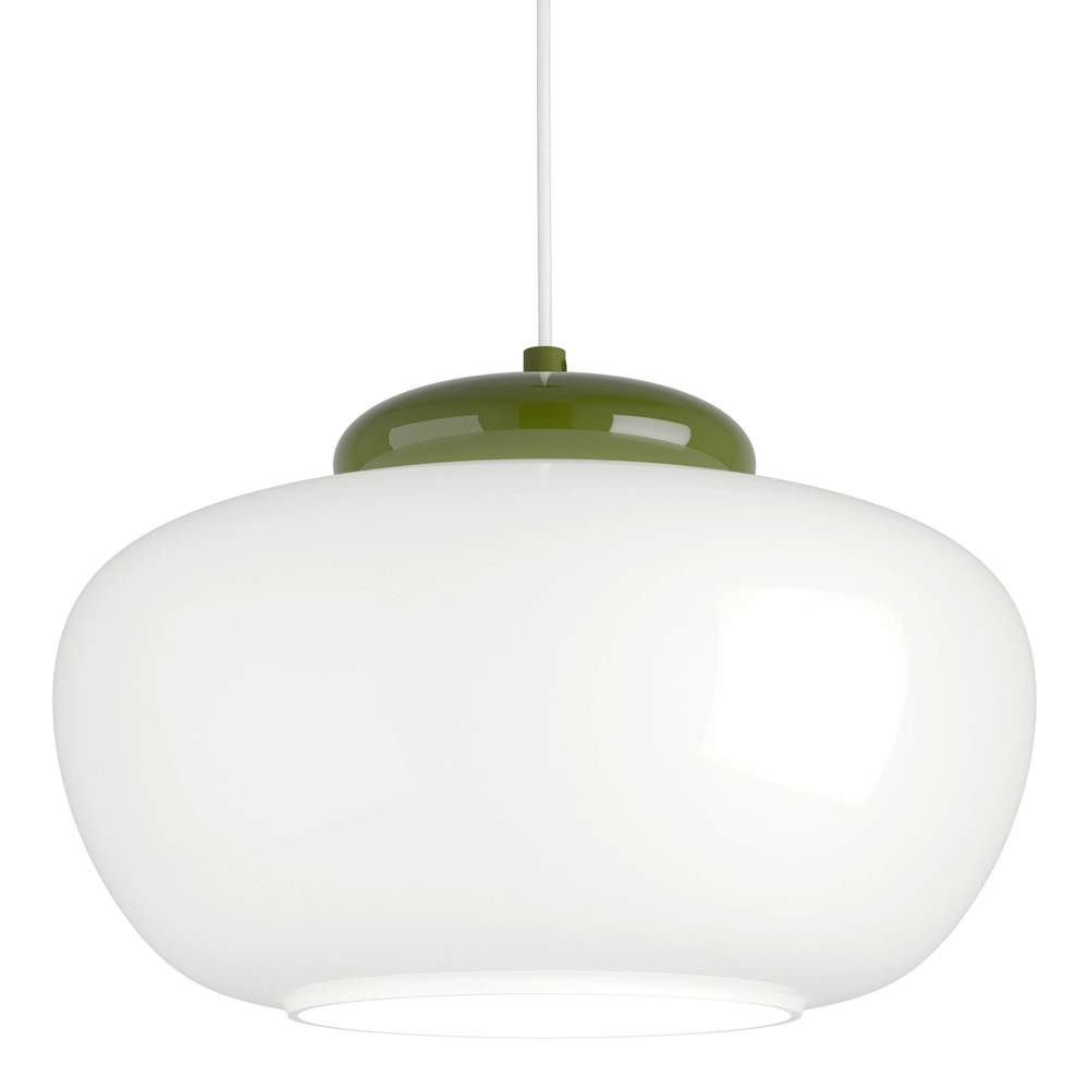 Design-Pendellampe Berardelli weiß mit grünem Ø 30 cm