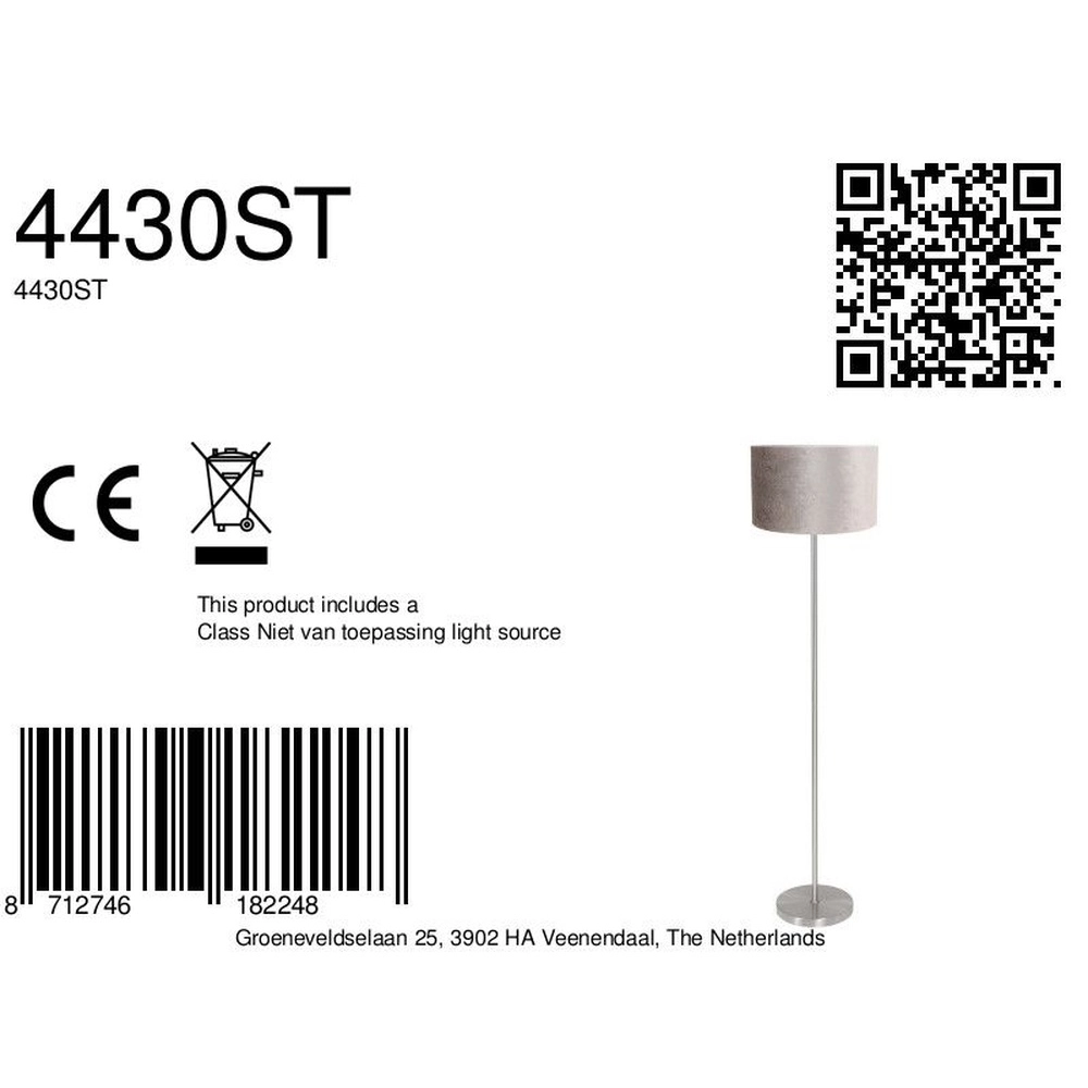 Stehlampe Noor mit grauer Kapuze Steinhauer 8712746182248