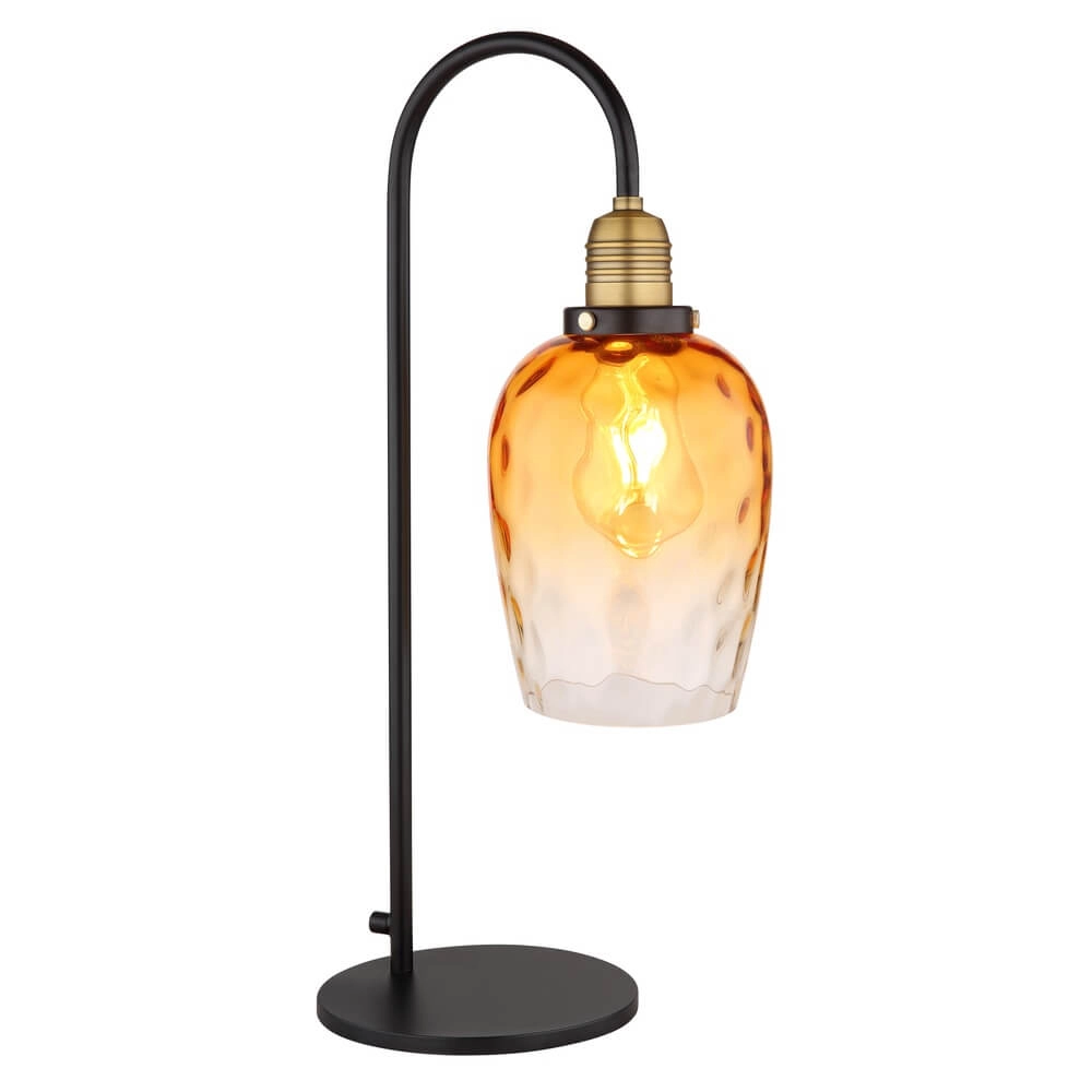 Tischlampe Salvy Braunglas-Wabe