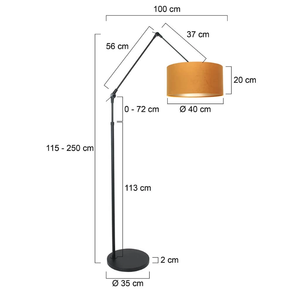Ländliche Stehlampe Prestige Chic schwarz mit goldenem Samt Steinhauer 8712746145878