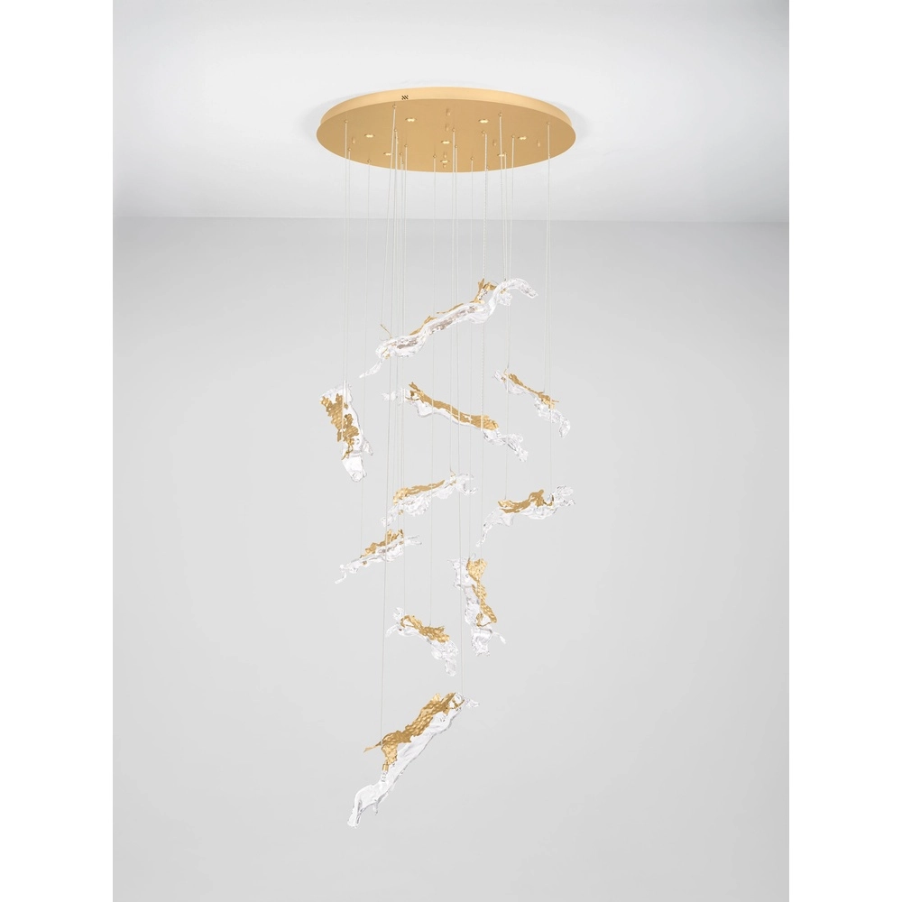 Goldene Pendellampe Avesa mit klarem Glas Ø 100 cm Lyora 5212063500440