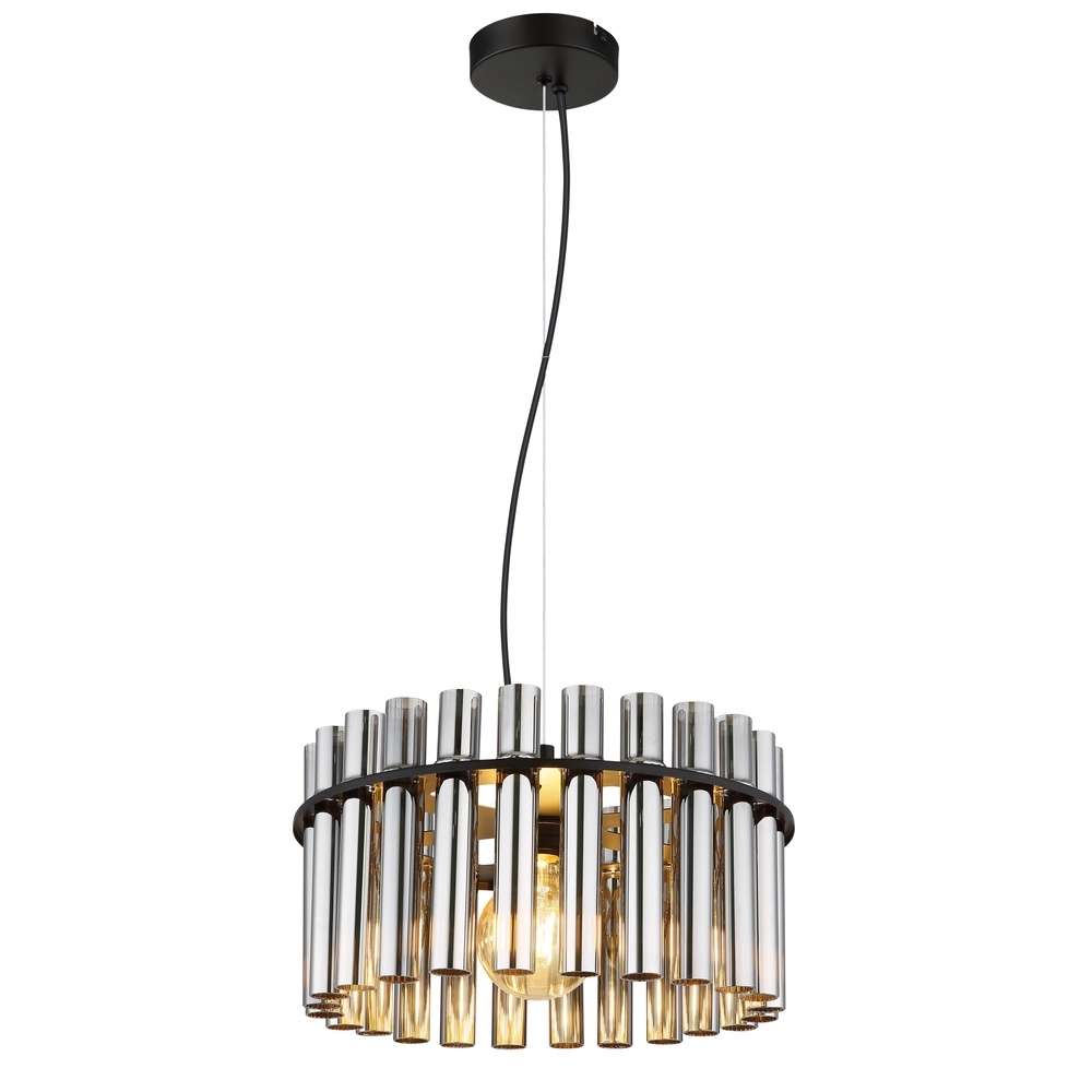 Pendellampe Gorley II Schwarz mit Glasstangen