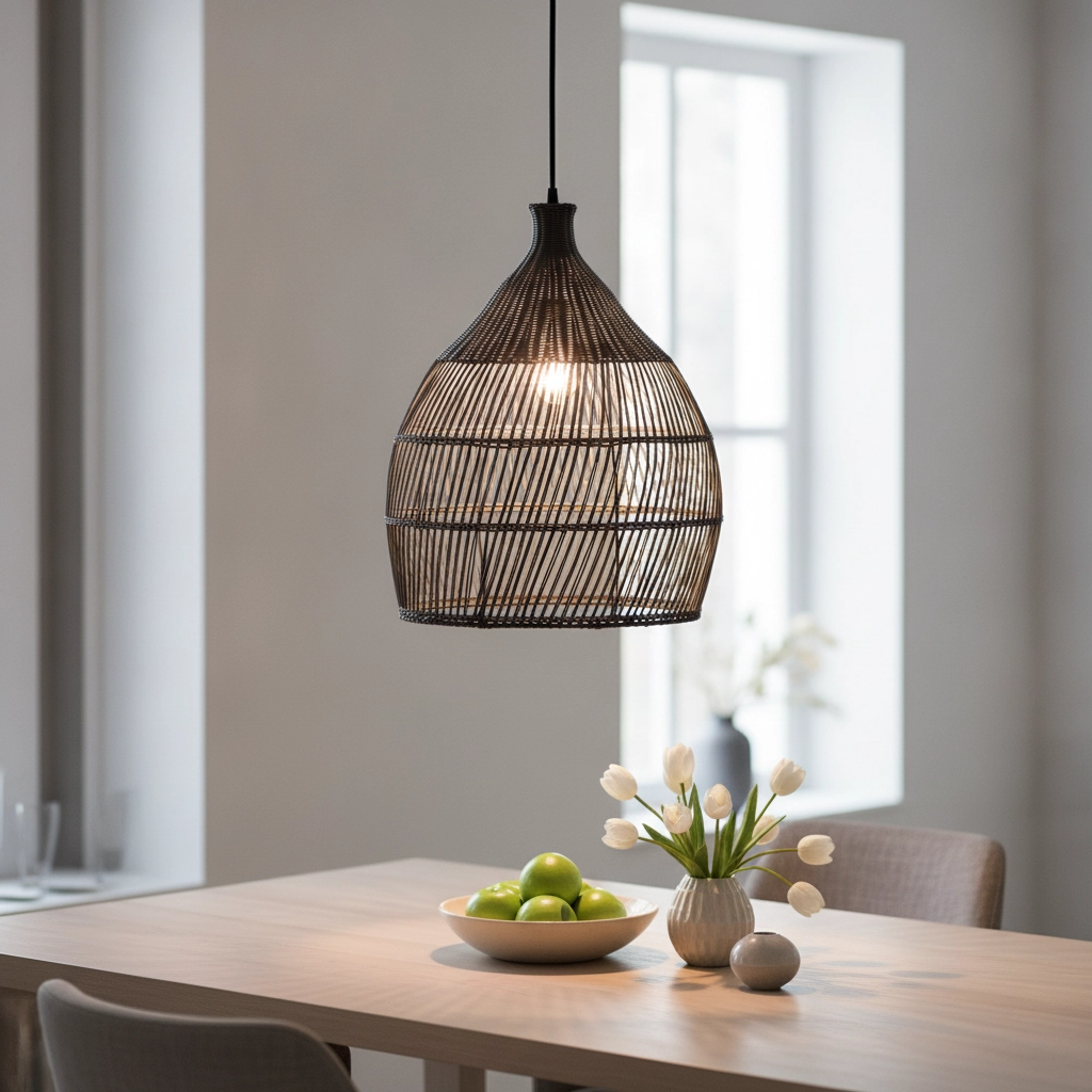 Graue Pendelleuchte Destin Rattan Ø 42cm
