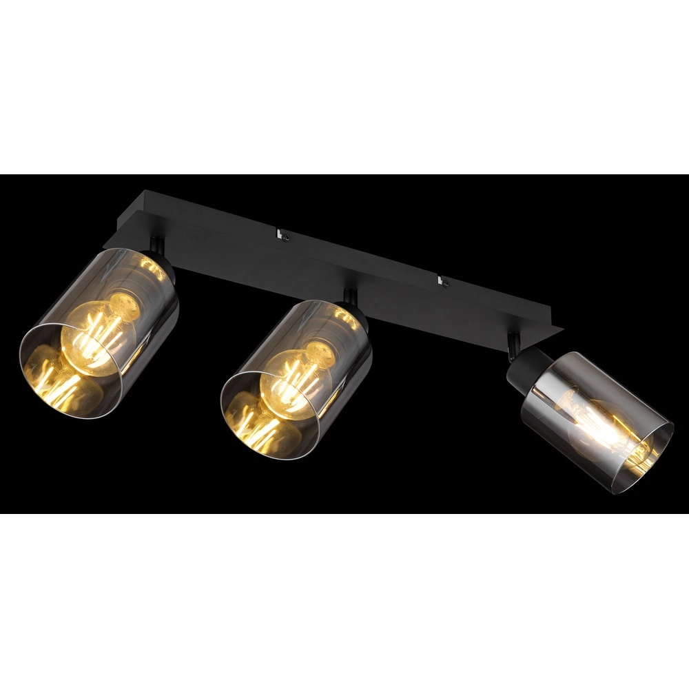 Deckenlampe Hadera 3-Licht Schwarz mit Rauchglas Globo 9007371443215