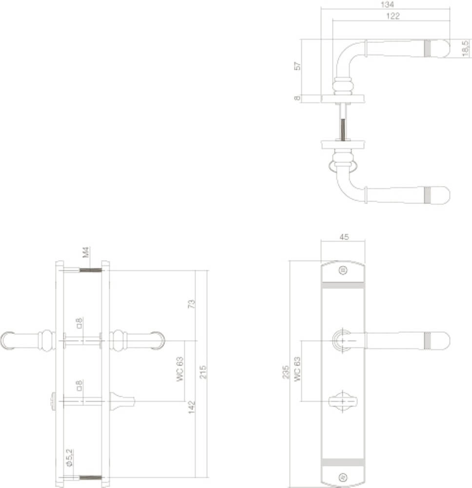 Türklinke Helena WC-Verschluss 63/8 Messing lackiert Intersteel 8714186514122