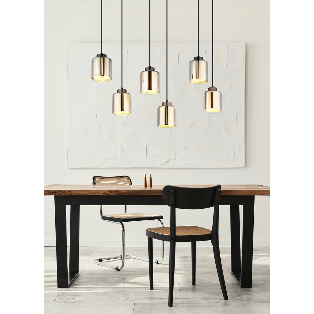 Design-Pendellampe Felicia Gunmetal 6-Lighter Globo 9007371528967