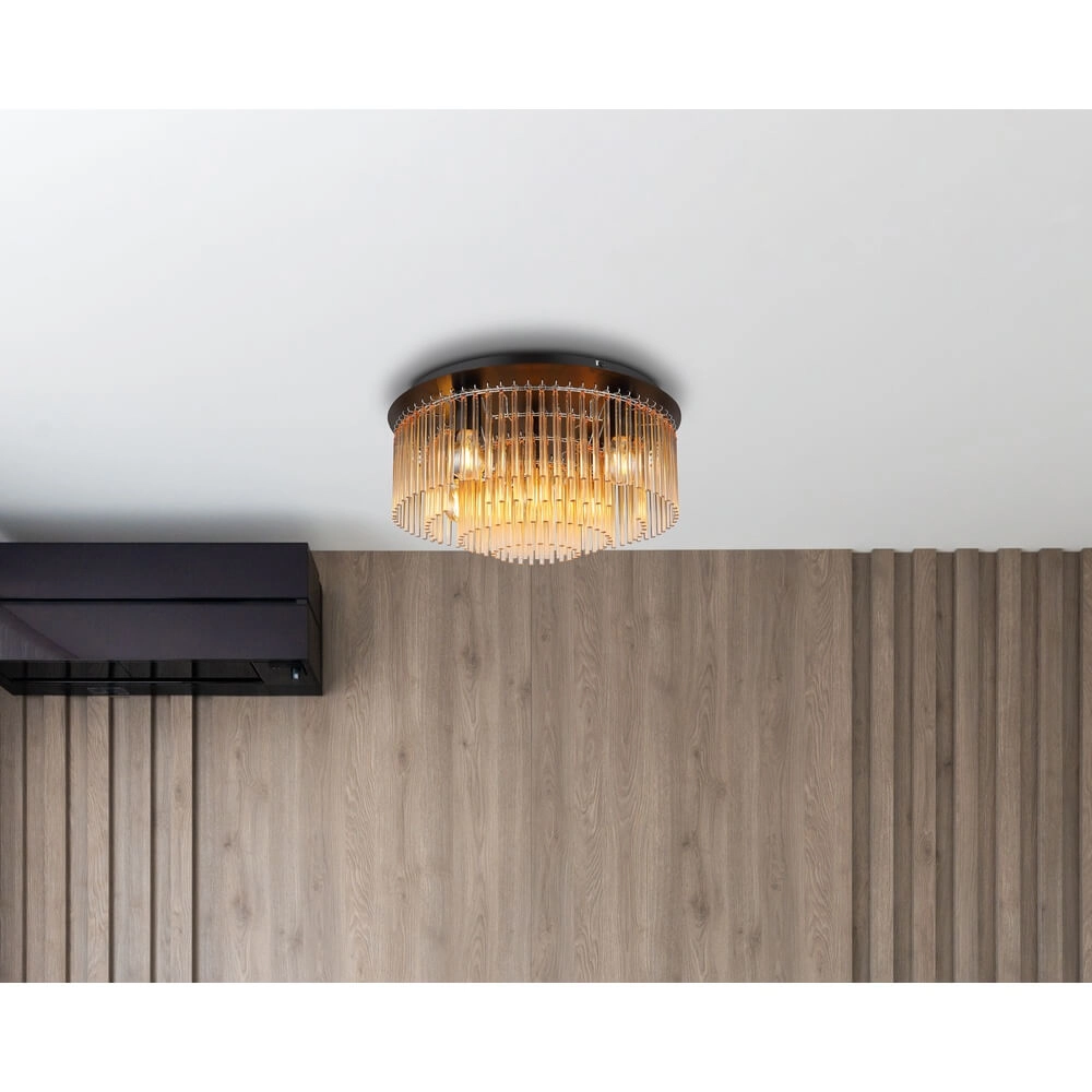 Schwarze Deckenleuchte Gorley mit Glas Ø 32cm Globo 9007371448951