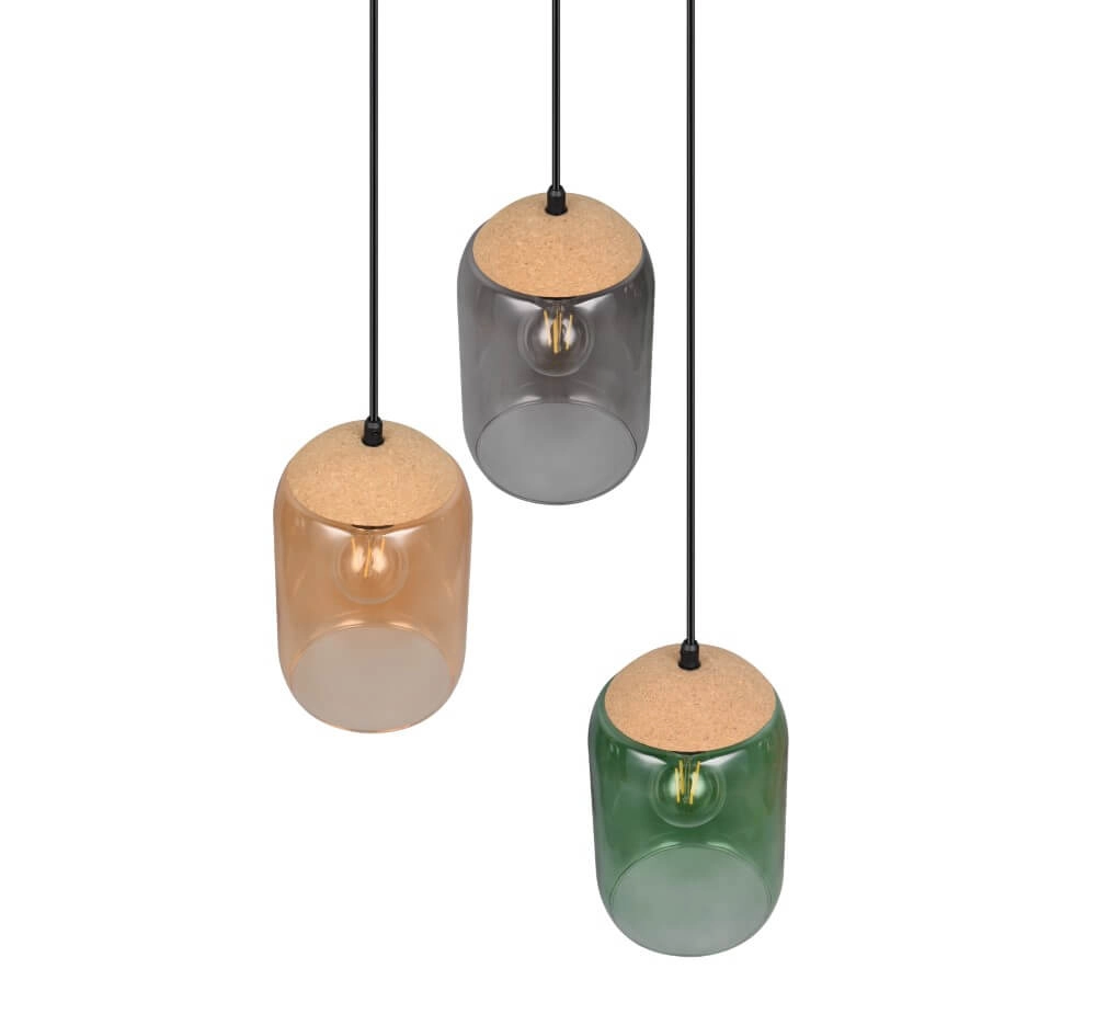 Esstischlampe aus Glas Cork 3-flammig Trio 4017807622980