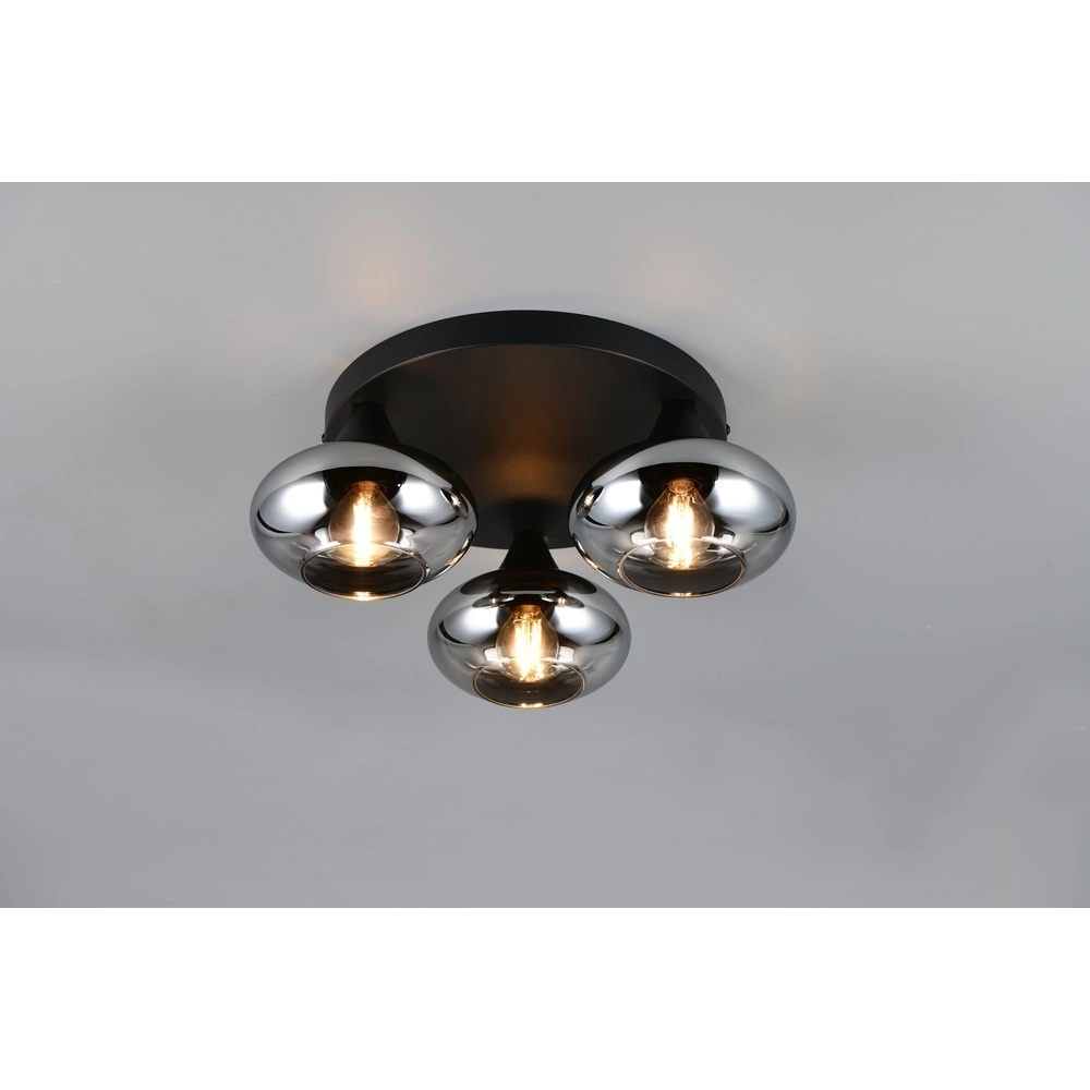 Deckenlampe Divina schwarz mit Rauchglas Trio 4017807667387
