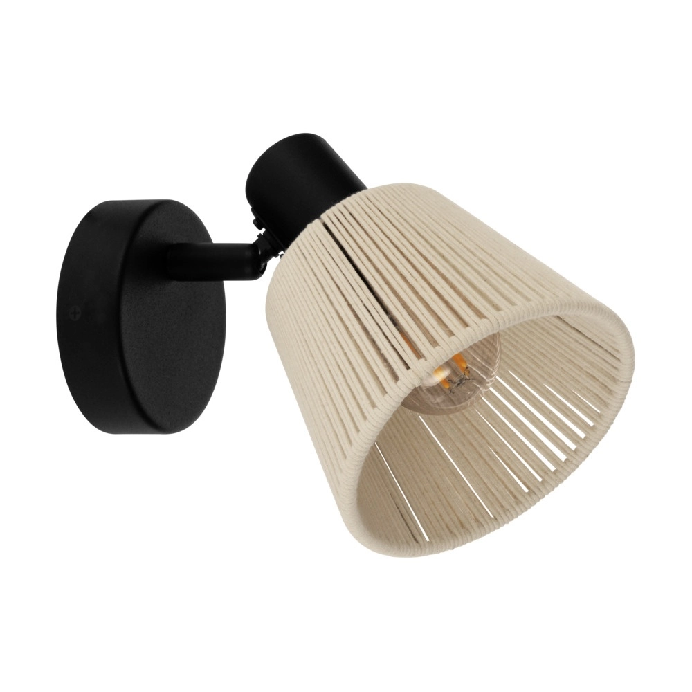Wandleuchte Seagard schwarz mit Rattan