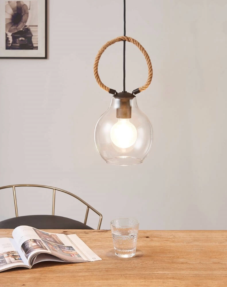 Hängelampe aus Glas Roding mit Seil Eglo 9002759436179