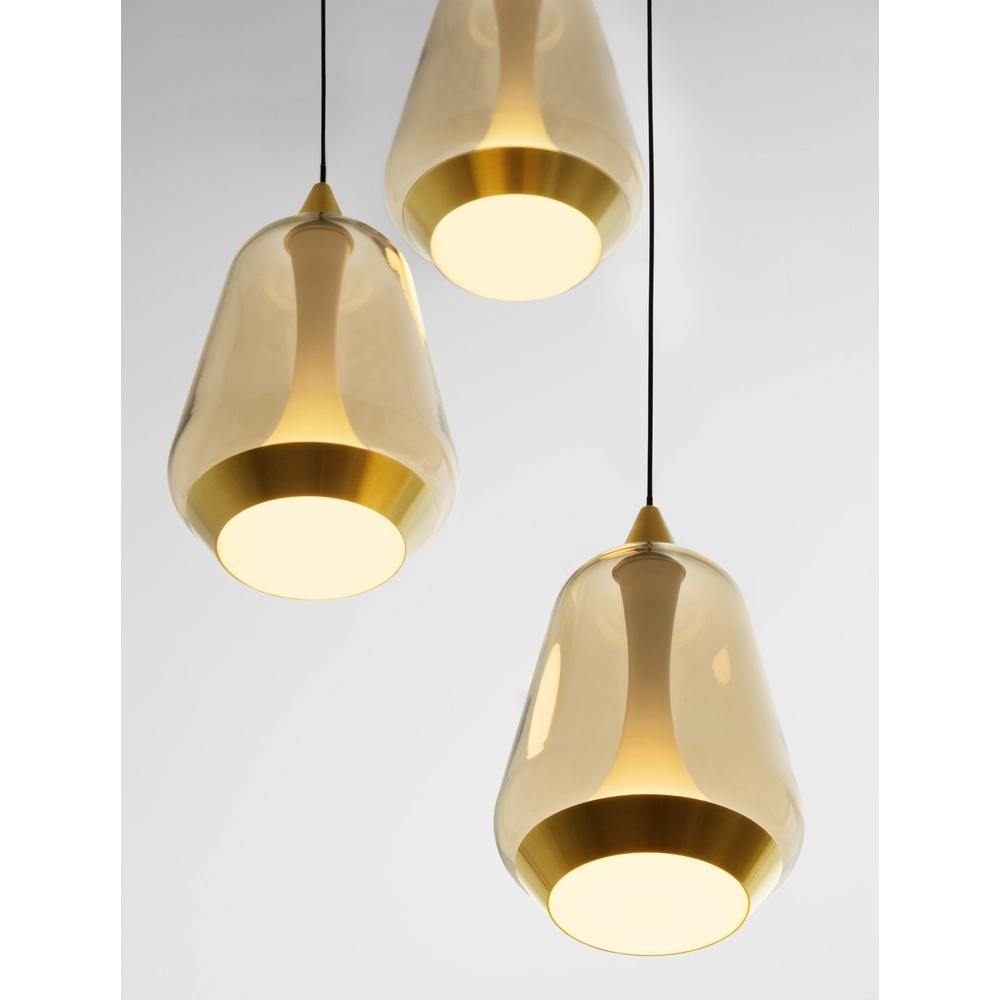 Design-Pendelleuchte Alish 3-flammiges Braunglas Lyora 5212017477712