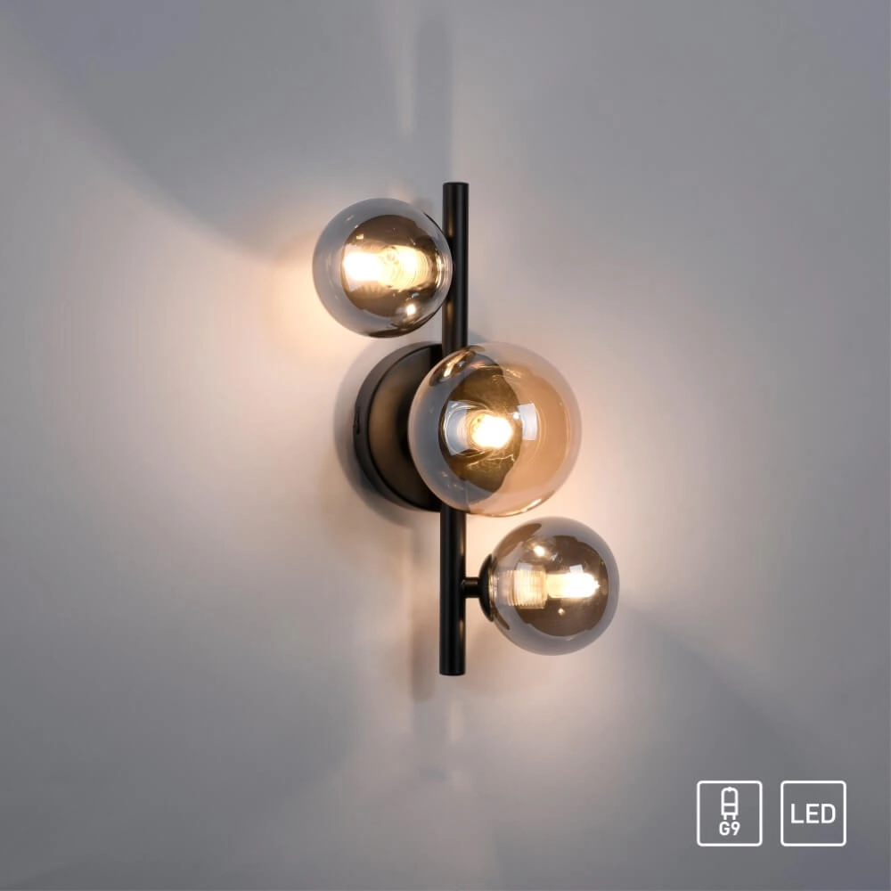 Schwarze Wandlampe Popsicle 3-flammig Paul Neuhaus 4012248375501