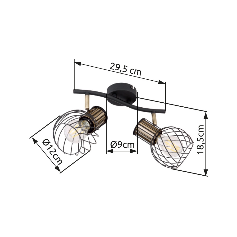 Deckenlampe Argusto 2-Licht Schwarz Globo 9007371390717