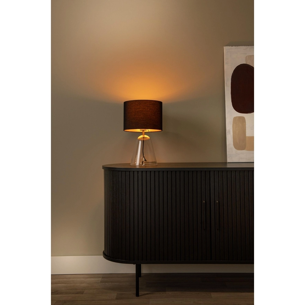 Tischlampe Campana Glas mit schwarzem Schirm 40 cm Lucide 5411212345806