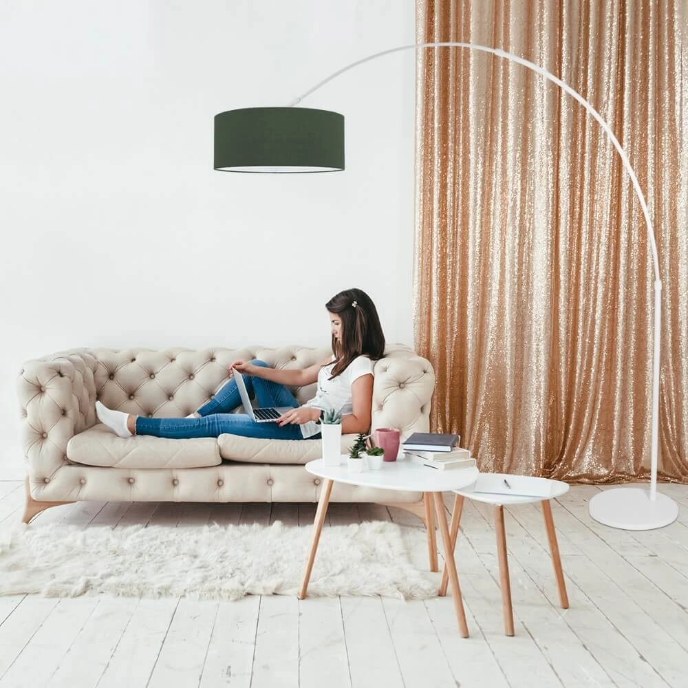 Grüne Bogenlampe Sparkled mit Samtschirm Steinhauer 8712746152340