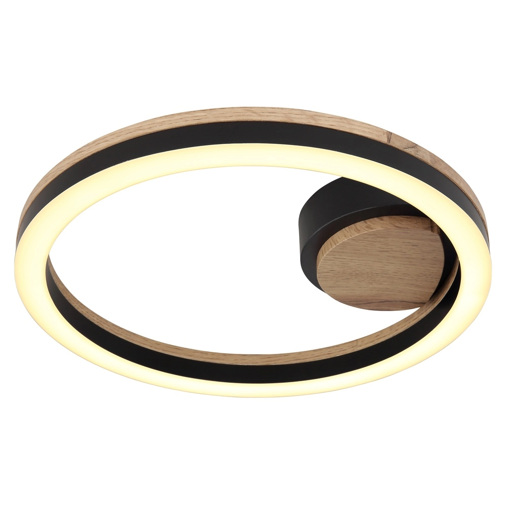 Deckenlampe Beatrix Rund schwarz mit Holz