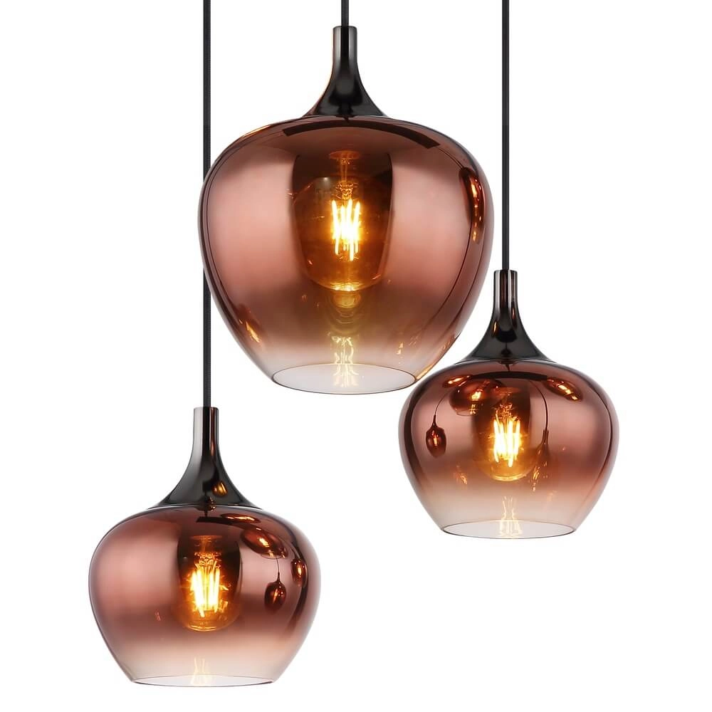 Schwarze Pendelleuchte Maxy mit rotem Glas 6-flammig Globo 9007371450985