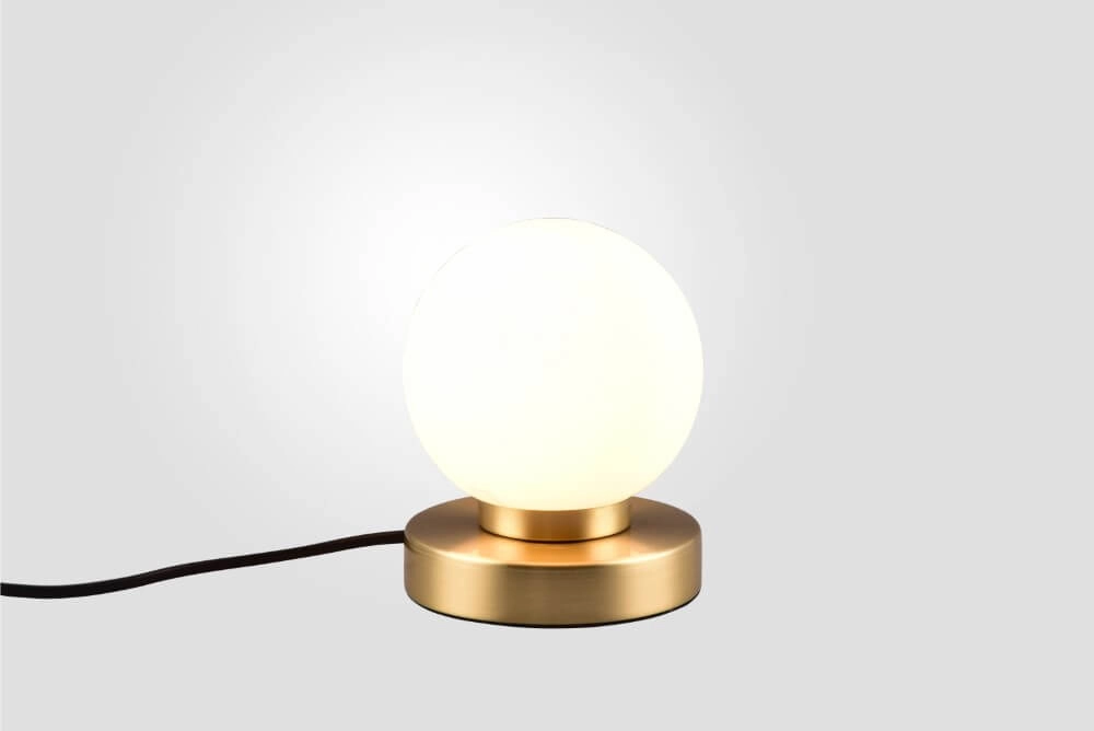 Tischlampe Prinz Ii Gold mit weißem Glas