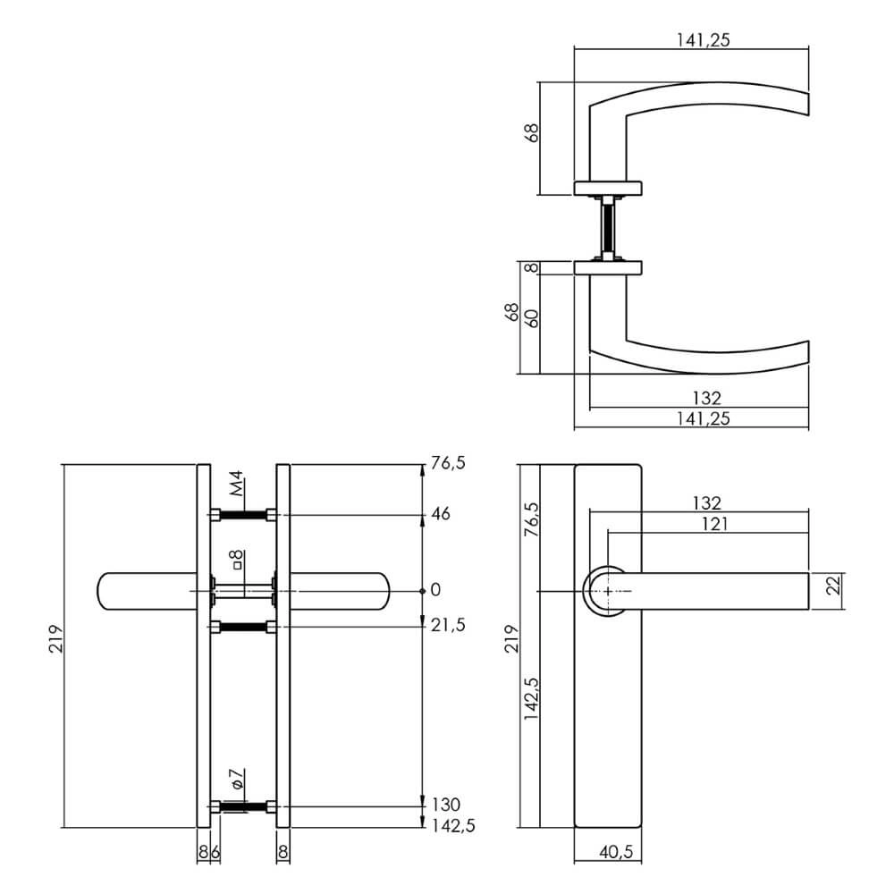 Türklinke Blok rechteckiger Edelstahl Intersteel 8714186187241
