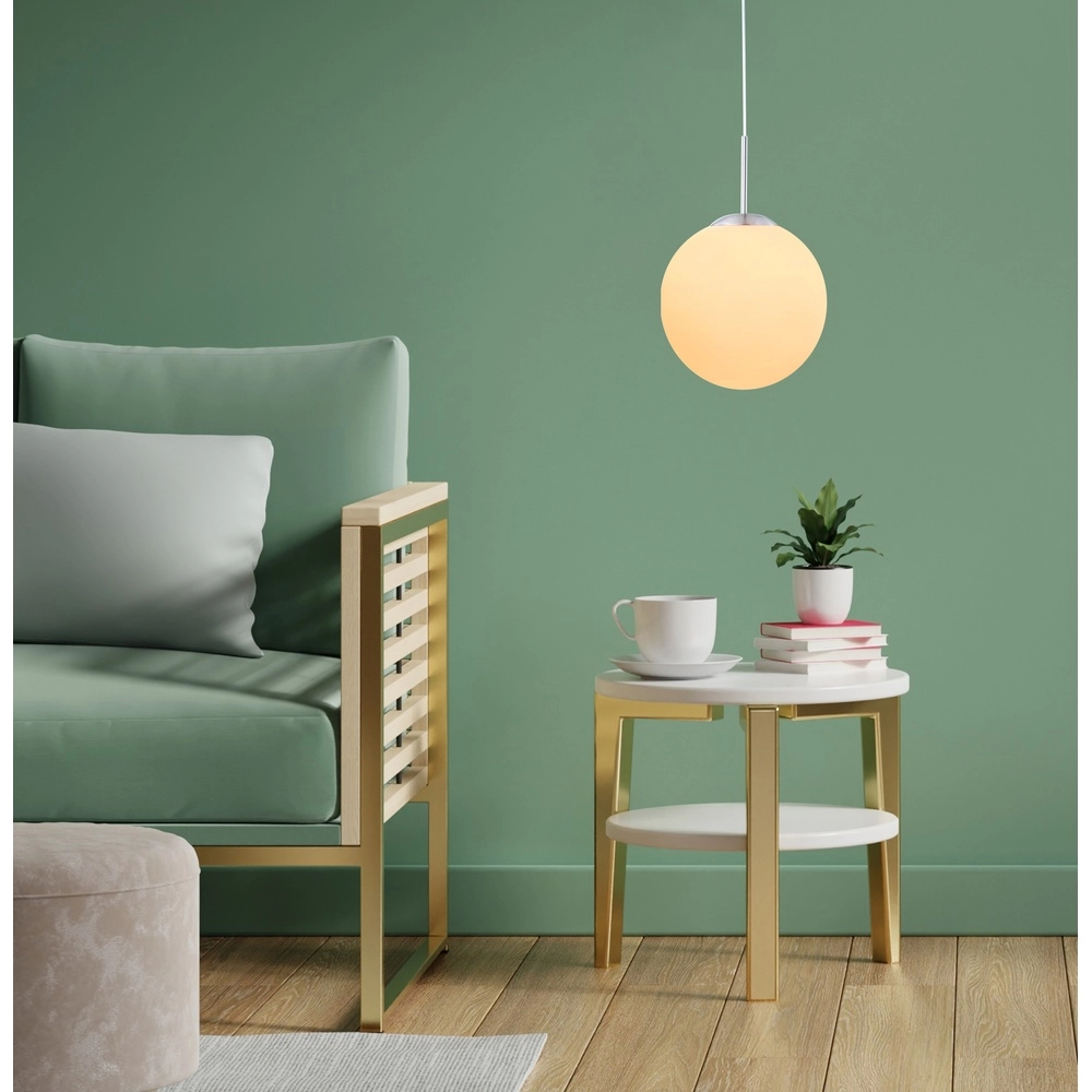 Design-Pendellampe Balla Nickel mit weißem Ø 25 cm Globo 9007371129409