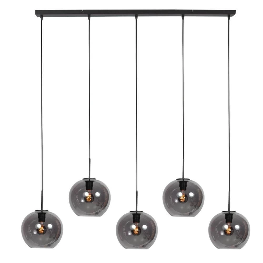 Pendelleuchte HaloSwap schwarz mit Kugel-Rauchglas
