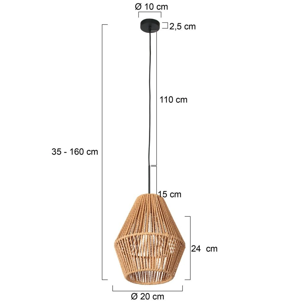 Pendellampe Ropex mit Rattan-Schatten Ø20 cm Steinhauer 8712746182781