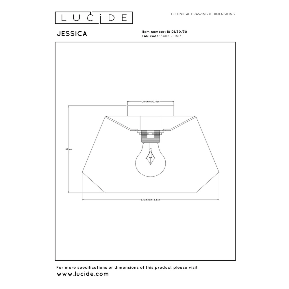 Deckenlampe Jessica Ø 30cm schwarz Lucide 5411212106131