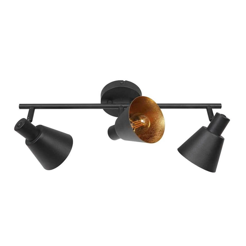 Deckenlampe Oeroe schwarz mit goldenen 3-flammig Steinhauer 8712746176346