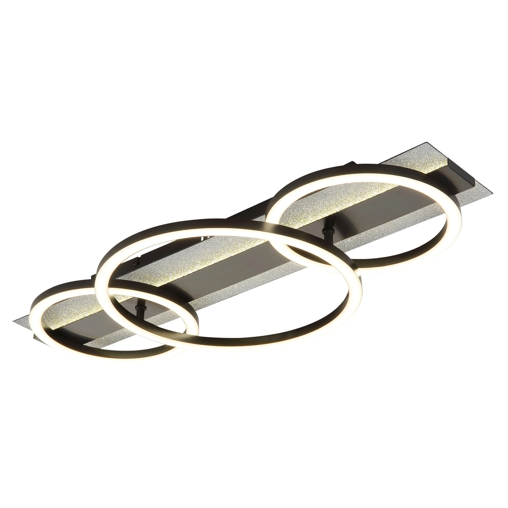 Schwarze Deckenlampe Norberto 3 Ringe in Folge